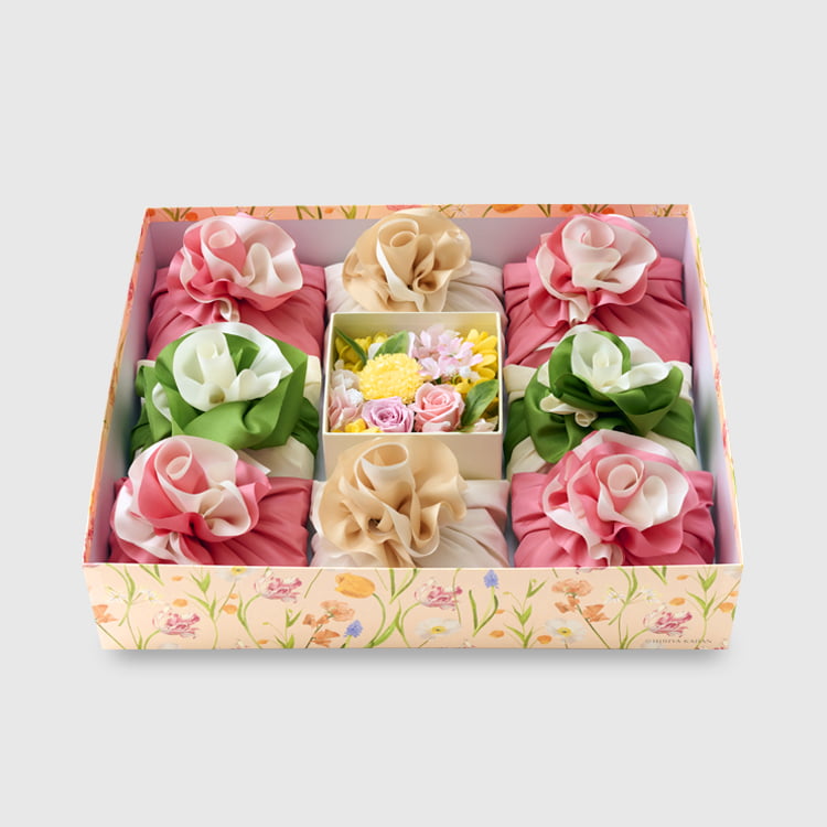日比谷花壇BOXアレンジ　花箱「トパーズ」(お米2合×8個・フラワーボックス)料理米ギフト